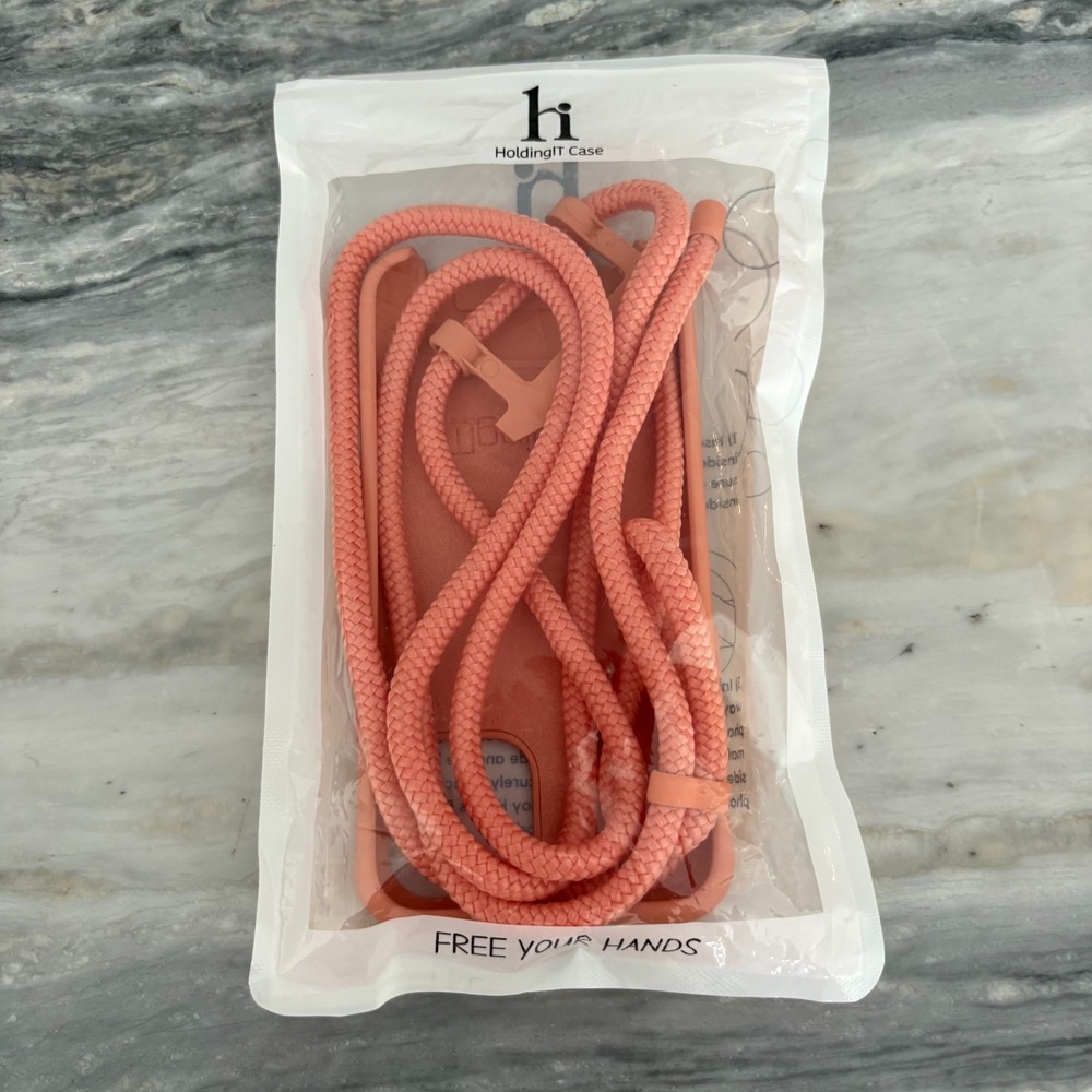 NWT‎ HoldingIT iPhone 11 Pro Peach Silicone Lanyard Crossbody Phone Case Cover